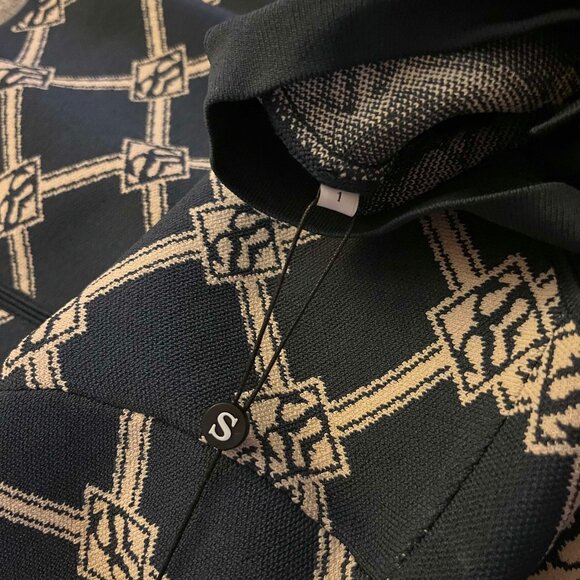 Rare Sandro Madere Logo Pattern cropped knit cardigan with jacquard - Picture 5 of 5